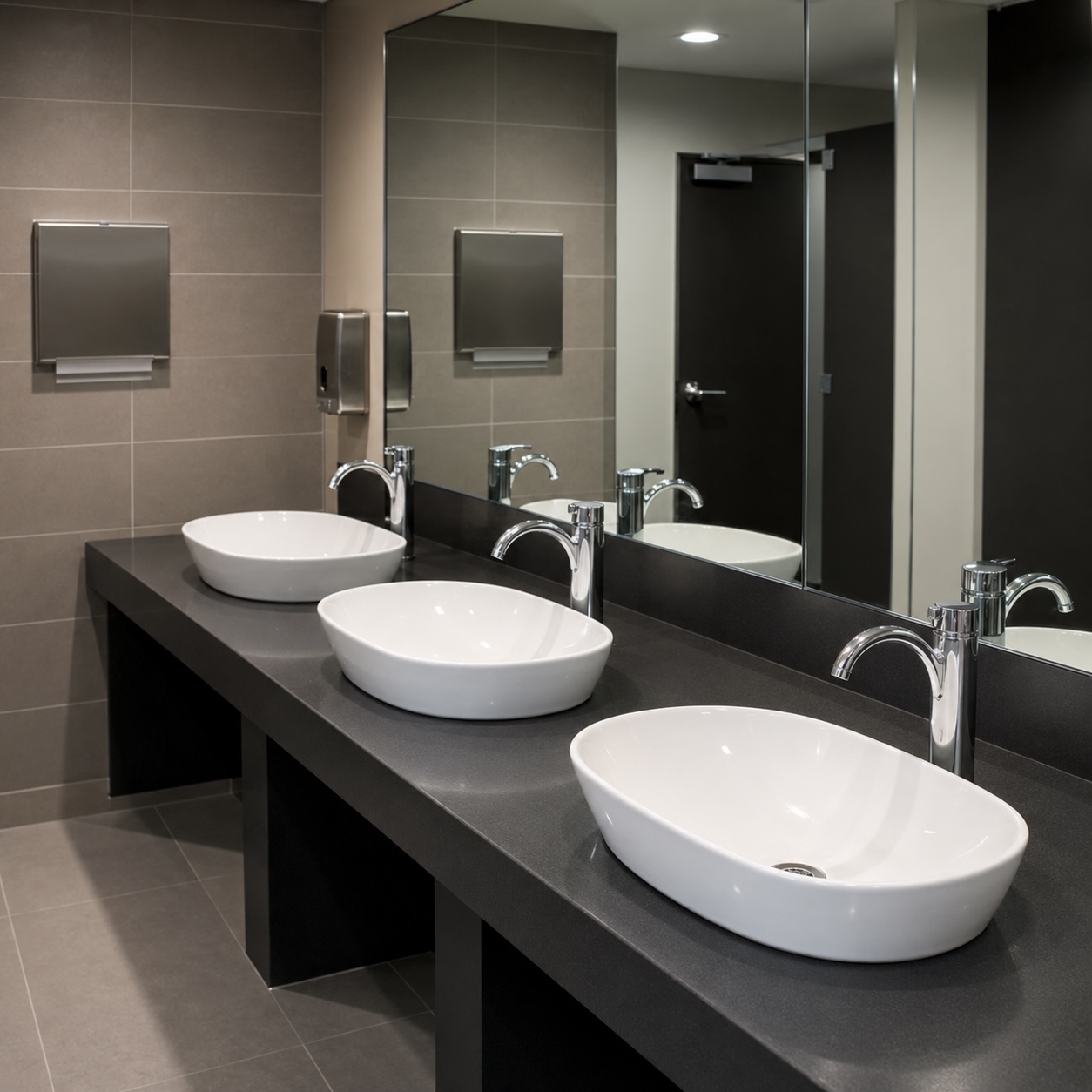 commercial-plumbing-contractor-westland-mi three office building restroom sinks