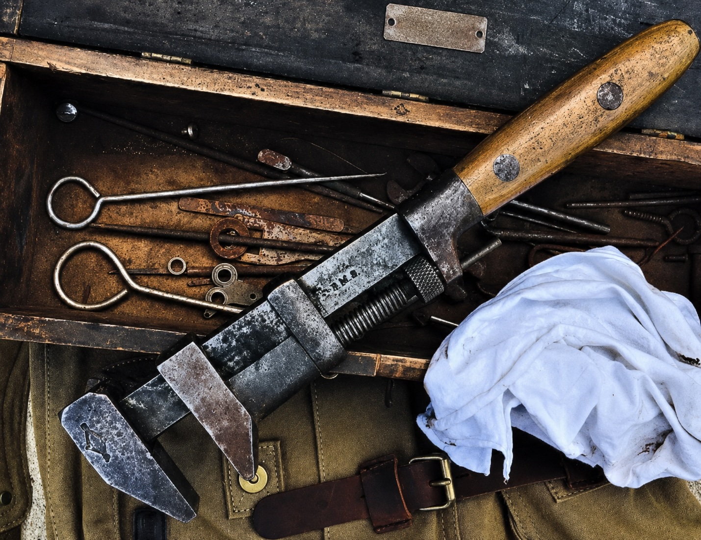 various-tools-and-toolbox various tools in a plumbers toolbox